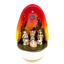 Load image into Gallery viewer, Mexican Handmade Nativity Natividad Scene - Huevo Birth Egg Nacimiento Art &amp; Decor Muertolandia.com Orange