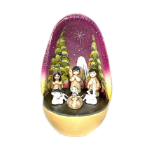 Load image into Gallery viewer, Mexican Handmade Nativity Natividad Scene - Huevo Birth Egg Nacimiento Art &amp; Decor Muertolandia.com Purple Christmas