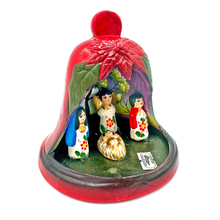 Load image into Gallery viewer, Mexican Handmade Nativity Natividad Scene - Campana Bell Nacimiento Art &amp; Decor Muertolandia.com Red