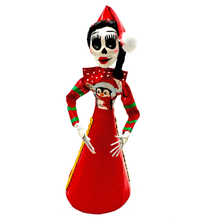 Load image into Gallery viewer, Mexican Handmade Paper Maché - Sra. Santa Claus Ugly Sweater Catrina Mariachi Navidad Art &amp; Decor Muertolandia.com