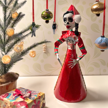 Load image into Gallery viewer, Mexican Handmade Paper Maché - Sra. Santa Claus Ugly Sweater Catrina Mariachi Navidad Art &amp; Decor Muertolandia.com