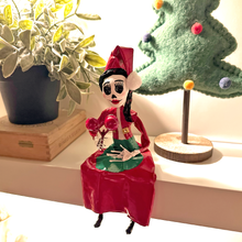 Load image into Gallery viewer, Mexican Handmade Paper Maché - Sra. Santa Sitting On A Shelf Art &amp; Decor Muertolandia.com