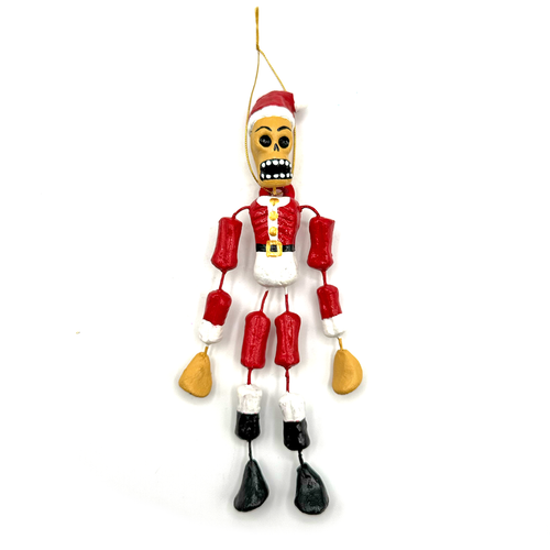 Handmade Mexican Barro Ornament - Calaca Santa