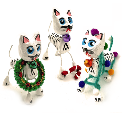 Handmade Mexican Pets - Christmas Navidad Cats Art & Decor Muertolandia.com