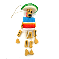 Handmade Mexican Barro Ornament – Calaca Mariachi with Serape Art & Decor Mexico CC