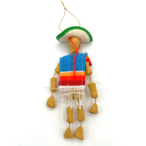 Handmade Mexican Barro Ornament – Calaca Mariachi with Serape Art & Decor Mexico CC