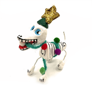 Handmade Mexican Pets - Christmas Navidad Dogs Art & Decor Muertolandia.com Dog With Christmas Lights