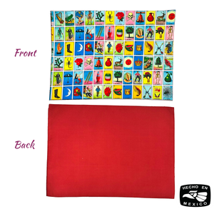 Mexican Lotería Card Design Placemats (4 Piece Fabric Set) Home & Kitchen Muertolandia.com