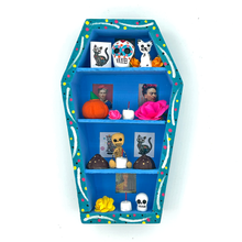 Load image into Gallery viewer, Handmade Window Shadow Box Nicho - Coffin Ofrenda Shadow Boxes Mexico CC Teal