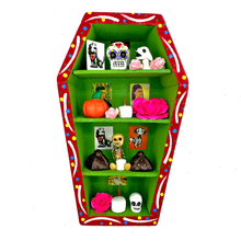 Load image into Gallery viewer, Handmade Window Shadow Box Nicho - Coffin Ofrenda Shadow Boxes Mexico CC Red