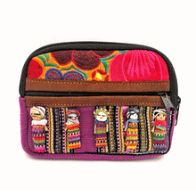 Load image into Gallery viewer, Handmade Double-Zip Coin or Phone Purse - Mayan Worry Doll / Muñecas Quitapena Totes &amp; Purses Muertolandia.com