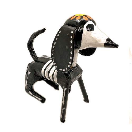 Mexican Handmade Paper Maché - Adorable Calavera Puppy Art & Decor Muertolandia.com