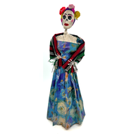 Mexican Handmade Paper Maché - La Calavera Catrina - Doña Rebozo De Santa Maria Art & Decor Muertolandia.com