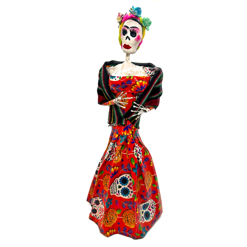 Mexican Handmade Paper Maché - La Calavera Catrina - Doña Rebozo De Santa Maria Art & Decor Muertolandia.com 1
