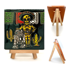 Load image into Gallery viewer, Handmade Clay Tile &amp; Stand – Día de Muertos Star Wars Tile Mexico