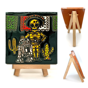 Handmade Clay Tile & Stand – Día de Muertos Star Wars Tile Mexico