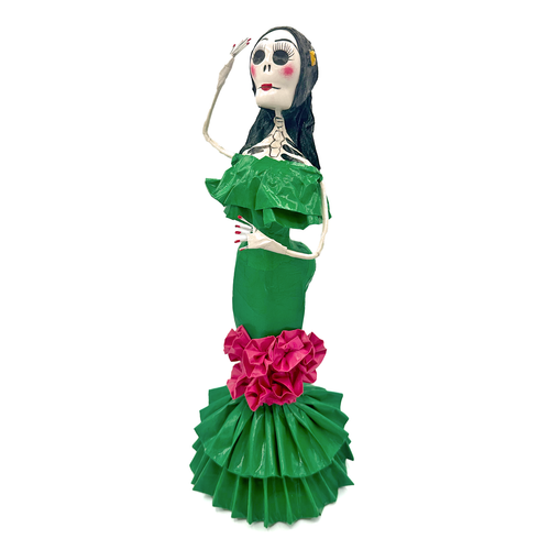 Mexican Handmade Paper Maché – Catrina Hijas de Jalisco – Canto Florido de Lidia Art & Decor Muertolandia.com