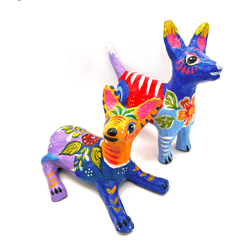 Handmade Paper Maché - Medium Size Standing or Sitting Xoloitzcuintli Dog Art & Decor Muertolandia.com