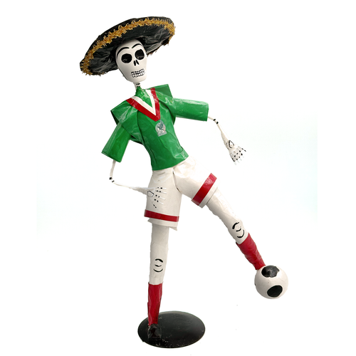 Mexican Handmade Paper Maché - Catrin Mariachi Futbol Mundial