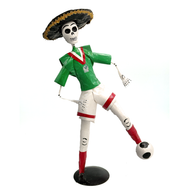Mexican Handmade Paper Maché - Catrin Mariachi Futbol Mundial Art & Decor Muertolandia.com