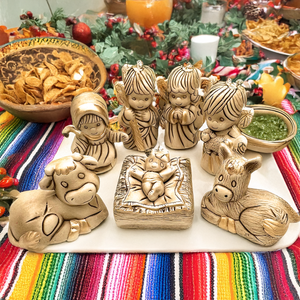 Jumbo Nativity Natividad Scene - Mexican Nacimiento Design 8 Figurines Art & Decor Muertolandia.com