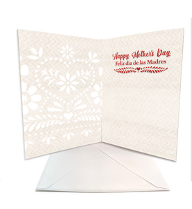 Happy Mother's Day Card + Handmade Corazoncito Heart Pompom - Madre Gift Set