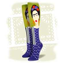 Load image into Gallery viewer, Women&#39;s Frida Kahlo Knee-High &quot;Fern Green&quot; Socks