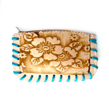 Load image into Gallery viewer, Handmade Leather Coin Purse Totes &amp; Purses Mexico Flower Natural  