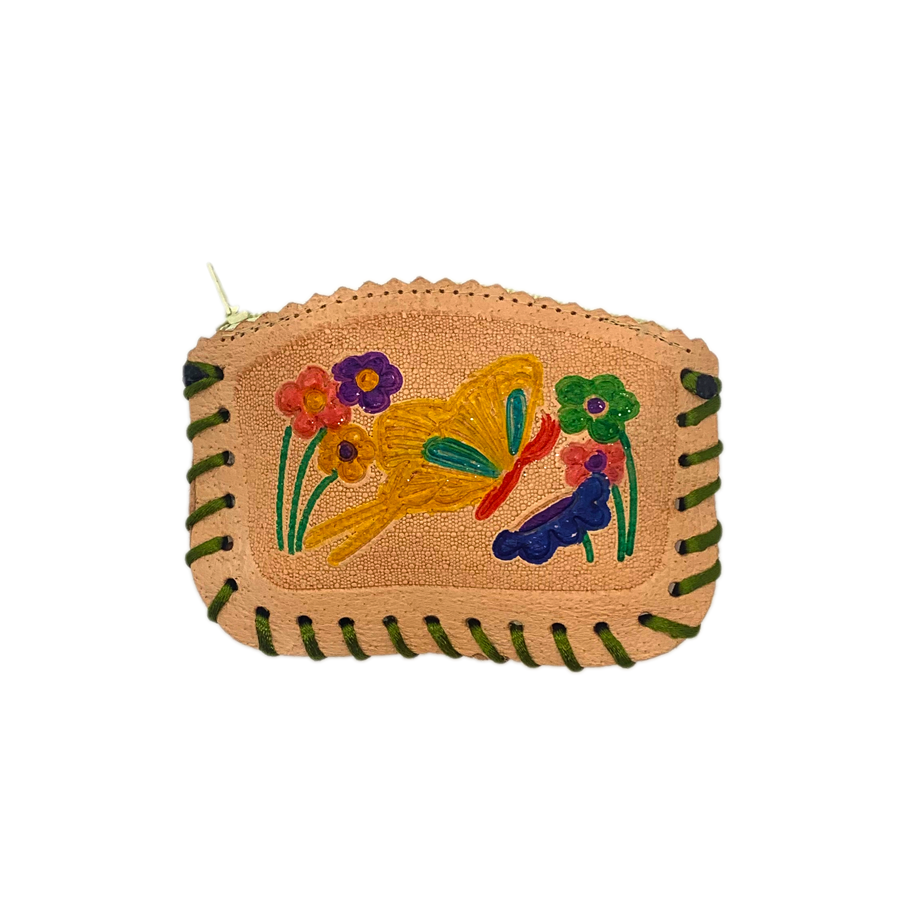 Handmade Leather Coin Purse Mariposa Butterfly