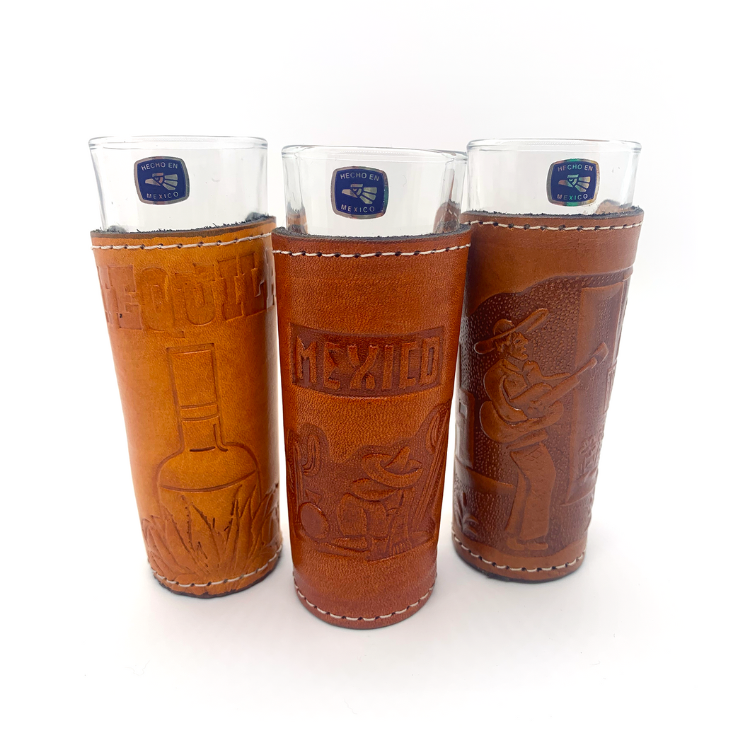 Handmade Mexican Leather Shot Glass (3-Pack)