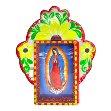 Load image into Gallery viewer, Virgen de Guadalupe Tin Nicho With Glass Door