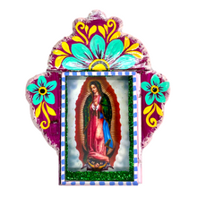 Load image into Gallery viewer, Virgen de Guadalupe Tin Nicho With Glass Door