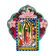 Load image into Gallery viewer, Virgen de Guadalupe Tin Nicho With Glass Door