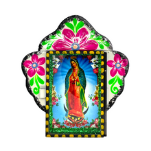 Load image into Gallery viewer, Virgen de Guadalupe Tin Nicho With Glass Door