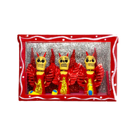 Handmade Window Shadow Box Nicho  - Tres Diablitas Shadow Boxes Mexico CC Red Wood Box  