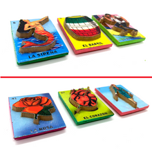Load image into Gallery viewer, Handmade Loteria 3D Wood Magnets (6 Pack)