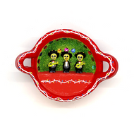 Handmade Mexican Cazuela Art - Mariachi Art & Decor Mexico Red Cazuela  