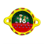 Handmade Mexican Cazuela Art - Jarochos Art & Decor Mexico Yellow Cazuela  