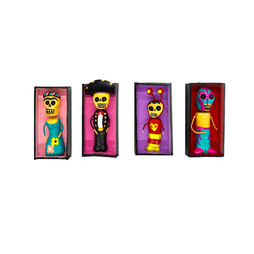 Handmade Mini Magnet Coffin People - Los Famosos (4 Pack)