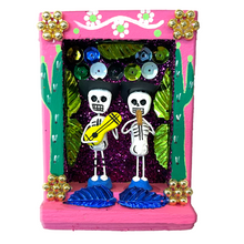Load image into Gallery viewer, Handmade Shadow Box Nicho - Calaca Musicos (Skeletons)