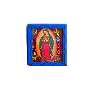 Handmade Wood Portrait Nicho Magnet - Virgen de Guadalupe