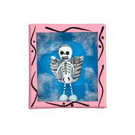 Handmade Wood Portrait Nicho Magnet - Calaca Angel Shadow Boxes Mexico   