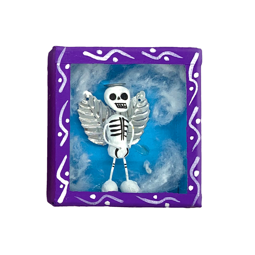 Handmade Wood Portrait Nicho Magnet - Calaca Angel