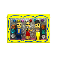 Handmade Window Shadow Box Nicho -  Cumbiamuertos Shadow Boxes Mexico CC Yellow Wood Box  