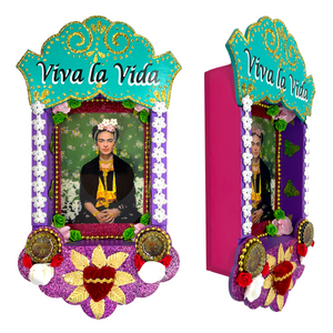 Handmade Deluxe Shadow Box Nicho - Frida Viva La Vida