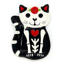 Load image into Gallery viewer, Día de Los Muertos - Black Ceramic Cat or Dog Plates