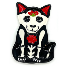 Load image into Gallery viewer, Día de Los Muertos - Black Ceramic Cat or Dog Plates