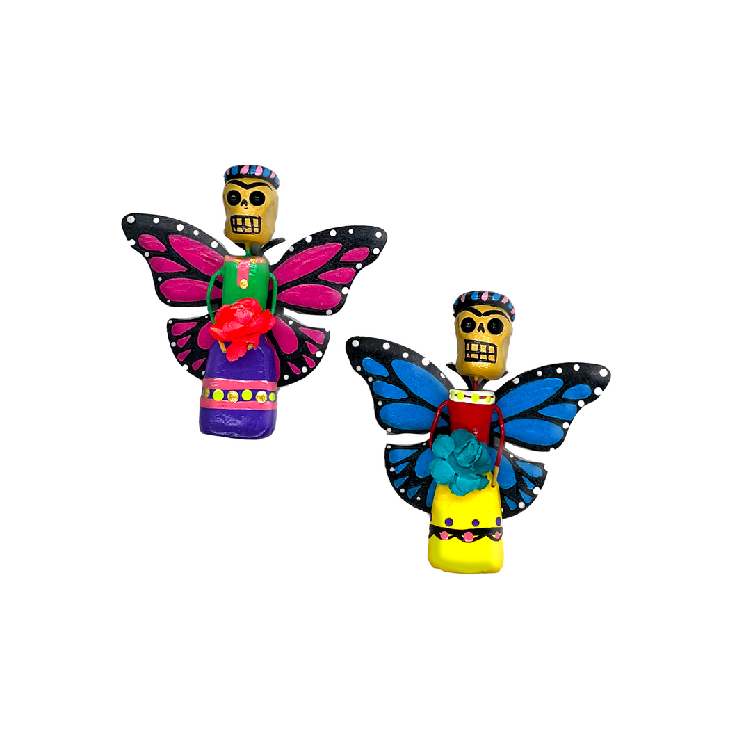 Handmade Mariposa Butterfly Magnets (Frida Full Body 2 Pack) Art & Decor Mexico Blue / Blue