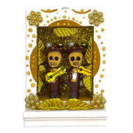 Handmade Shadow Box Nicho - Mariachi Monochromatic Series Shadow Boxes Mexico CC   