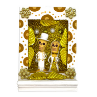 Handmade Shadow Box Nicho - Los Novios Monochromatic Series Shadow Boxes Mexico CC   